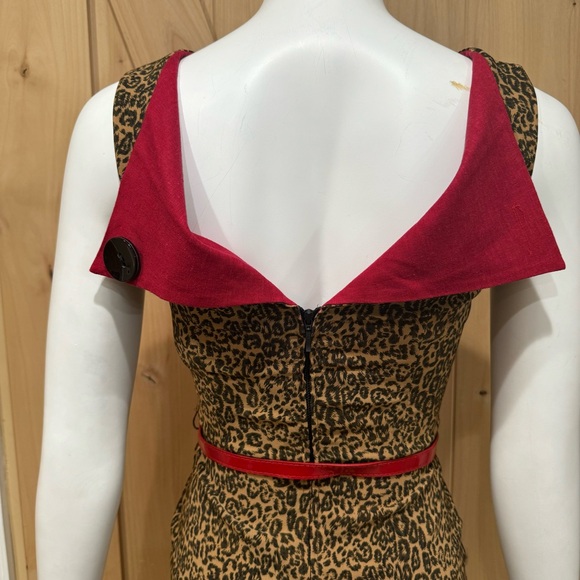 Bettie Page By Tatyana Leopard Print Pinup Dress Sz XS NWT! Wiggle Dress Vintage - Picture 8 of 16
